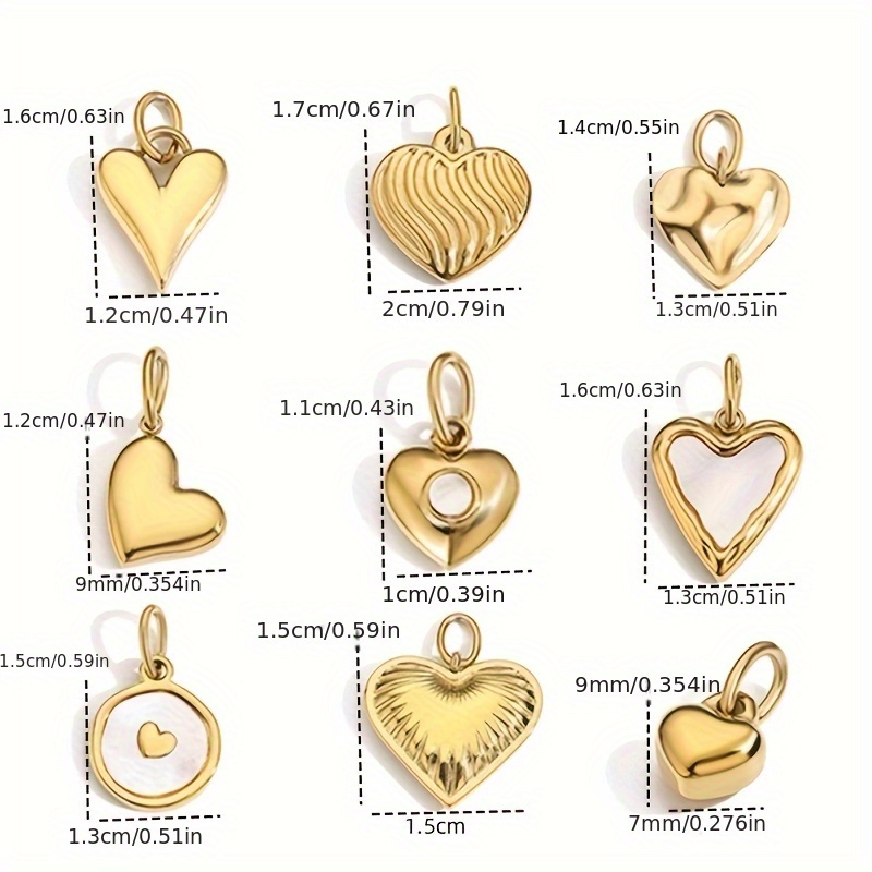 9pcs Carnival Set Stainless Steel Multi-Heart Pendant Charms
